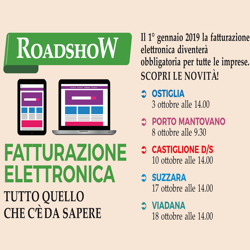 Fatturazione elettronica obbligatoria, il roadshow di Confcommercio fa tappa a Porto Mantovano e Castiglionene