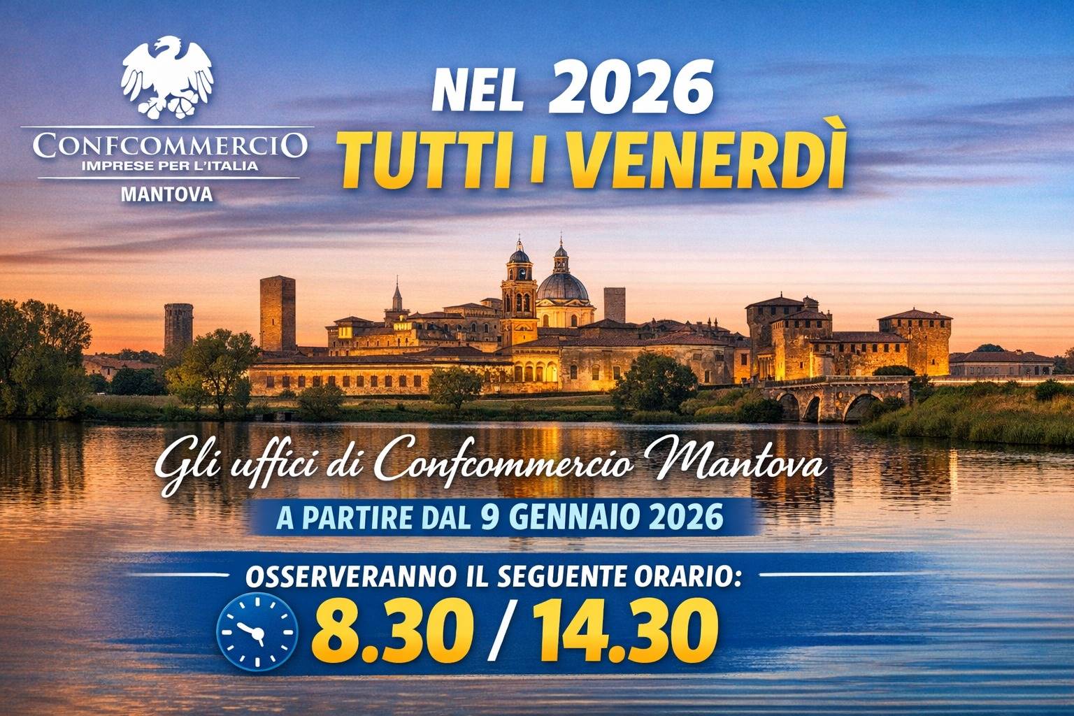 UFFICI CONFCOMMERCIO, IL VENERDì ORARIO CONTINUATO