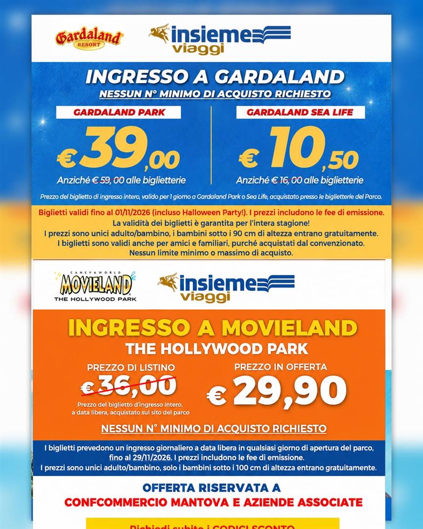 TARIFFE SCONTATE PER ENTRARE A GARDALAND E MOVIELAND!