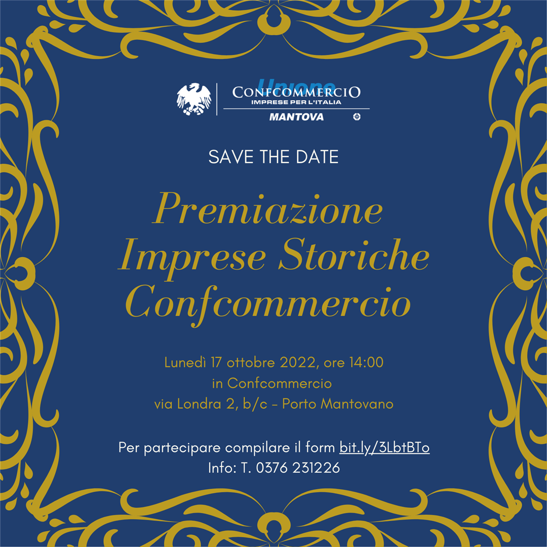 Il 17 ottobre in Confcommercio la premiazione delle Imprese Storiche