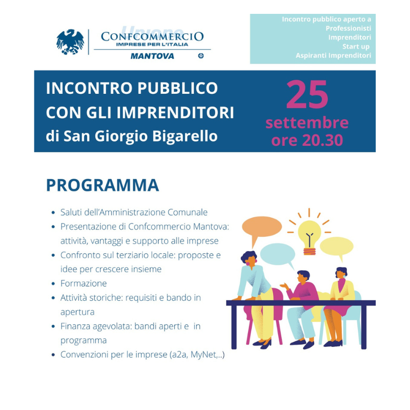 Incontro pubblico con gli imprenditori di San Giorgio Bigarello - lunedì 25 settembre ore 20.30