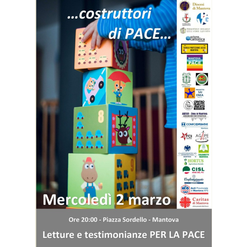 Veglia per la pace - mercoledì 2 marzo alle ore 20:00 in piazza Sordello