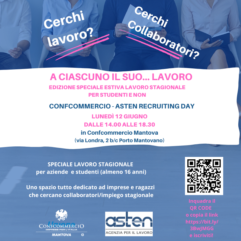 Confcommercio - Asten Recruiting Day. Edizione speciale estiva - lavoro stagionale per studenti e non