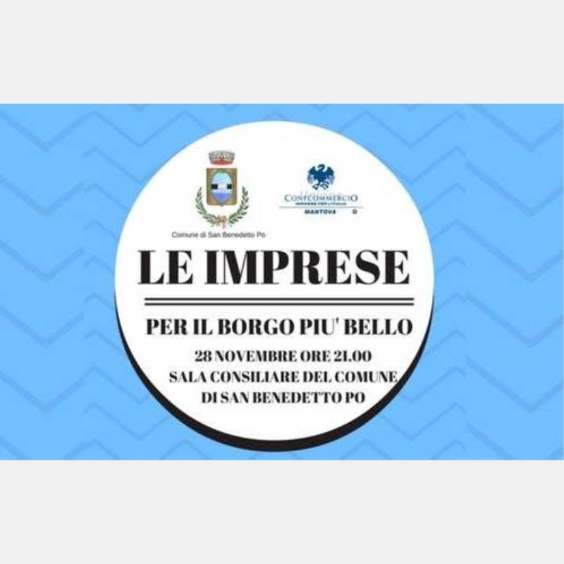 "Le imprese per il Borgo più bello": incontro con commercianti e Amministrazione Comunale il 28 novembre a San Benedetto Po