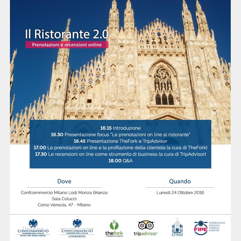 Lunedì 24 ottobre a Milano la prima tappa del roadshow di Fipe sulle prenotazioni on line al ristorante