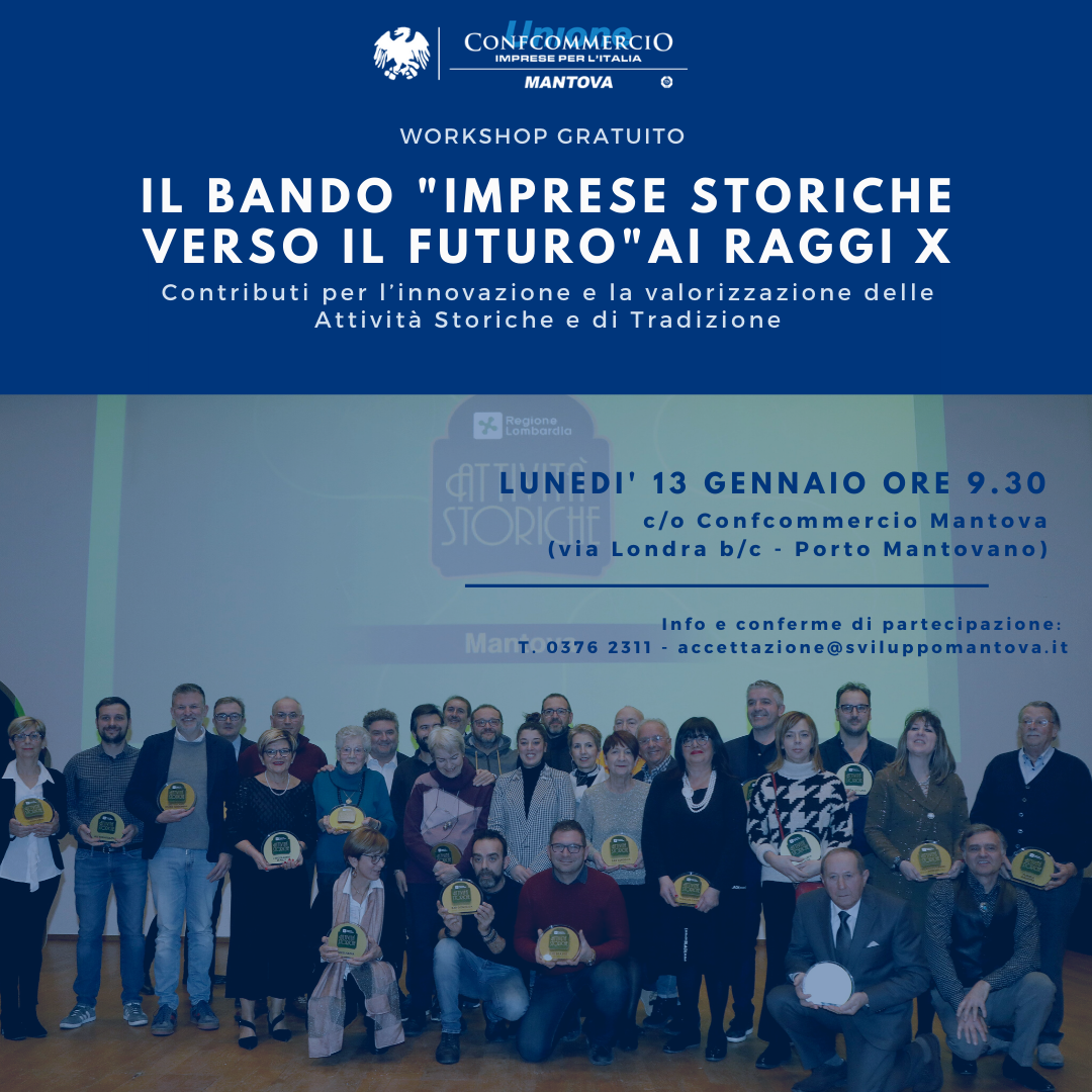 Lunedì 13 gennaio la presentazione del bando regionale per le imprese storiche