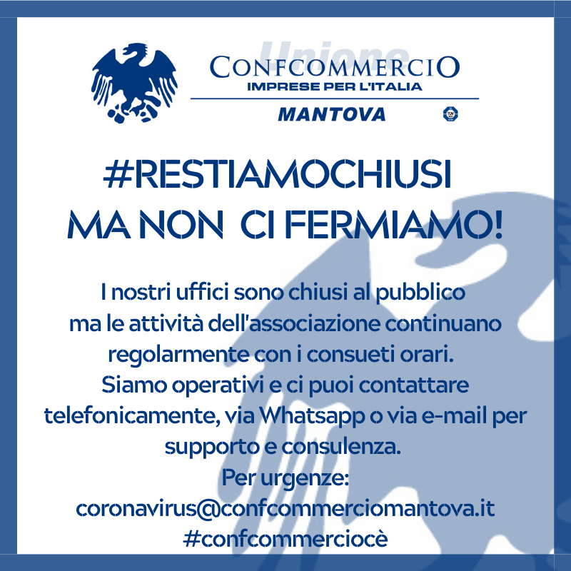 Restiamo chiusi ma non ci fermiamo! Info su come contattare  l'associazione